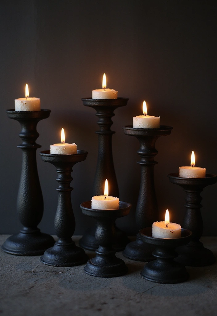 20 DIY Indoor Halloween Decor Hacks for a Pinterest-Worthy Aesthetic - 11. Creepy Candle Holders