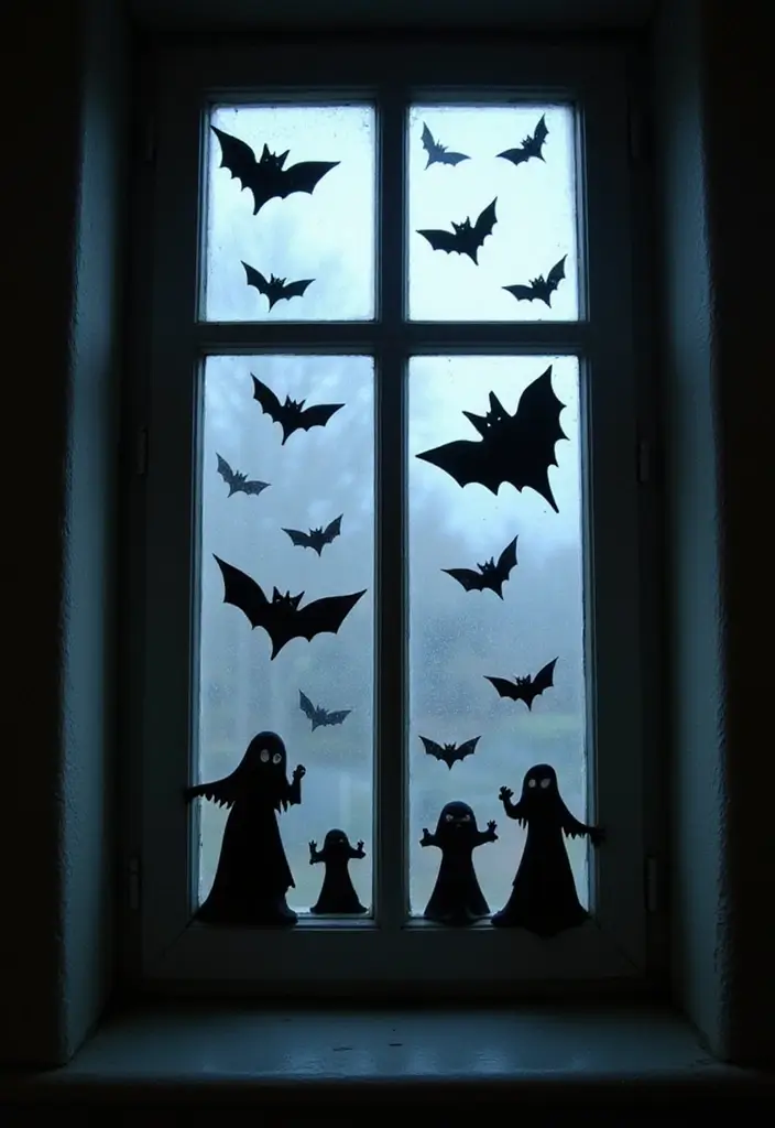 20 DIY Indoor Halloween Decor Hacks for a Pinterest-Worthy Aesthetic - 13. Spooky Silhouette Window Art