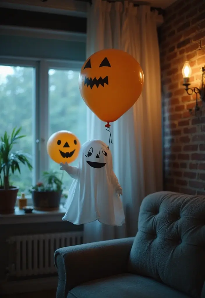 20 DIY Indoor Halloween Decor Hacks for a Pinterest-Worthy Aesthetic - 3. Ghostly Balloon Decorations