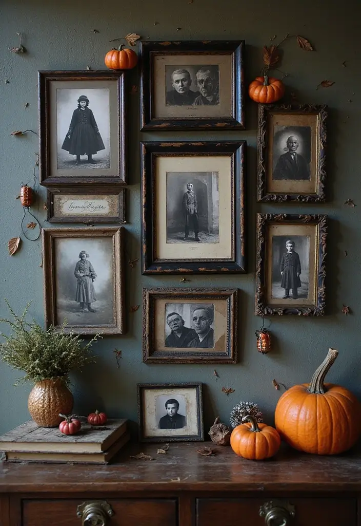 20 DIY Indoor Halloween Decor Hacks for a Pinterest-Worthy Aesthetic - 5. Haunted Photo Gallery