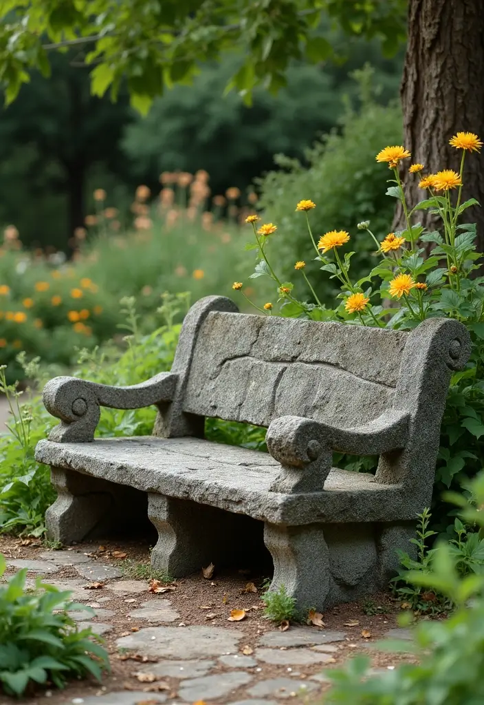 20 DIY Secret Garden Ideas to Transform Your Backyard Into a Magical Oasis - 12. Stone Benches
