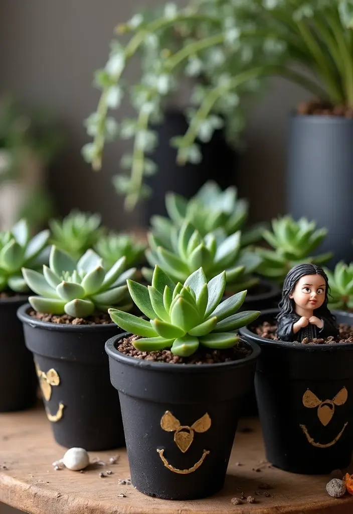 20 Dreamy Indoor Halloween Decorations That Blend Cozy Vibes with Spooky Magic (You Won't Believe #12!) - 15. Spooky Succulent Arrangements