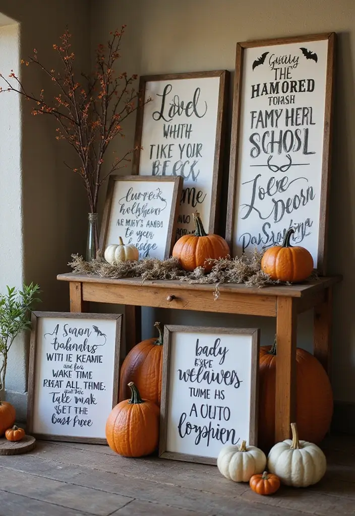 20 Dreamy Indoor Halloween Decorations That Blend Cozy Vibes with Spooky Magic (You Won't Believe #12!) - 16. Charming Halloween Signs