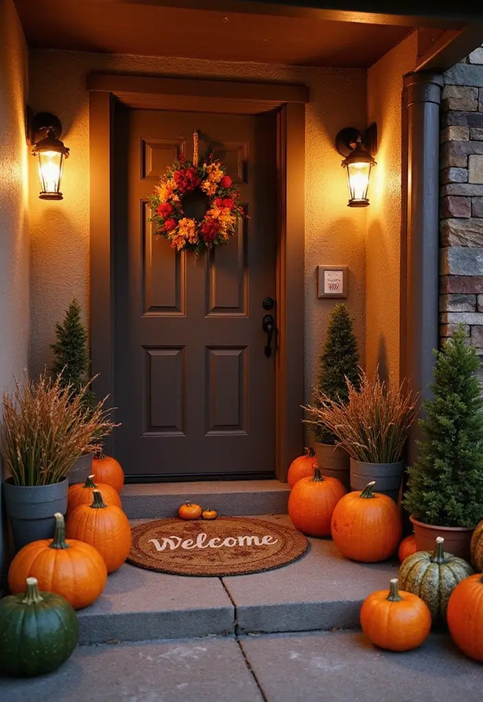 20 Dreamy Indoor Halloween Decorations That Blend Cozy Vibes with Spooky Magic (You Won't Believe #12!) - 19. Festive Entryway Decor