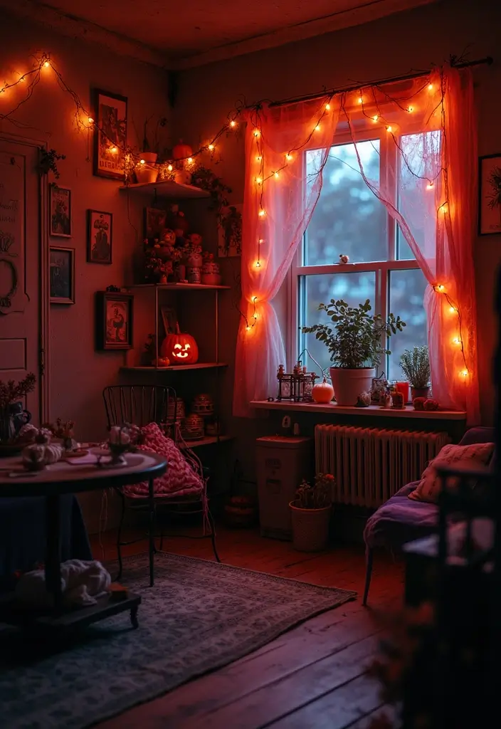 20 Dreamy Indoor Halloween Decorations That Blend Cozy Vibes with Spooky Magic (You Won't Believe #12!) - 2. Spooky String Lights