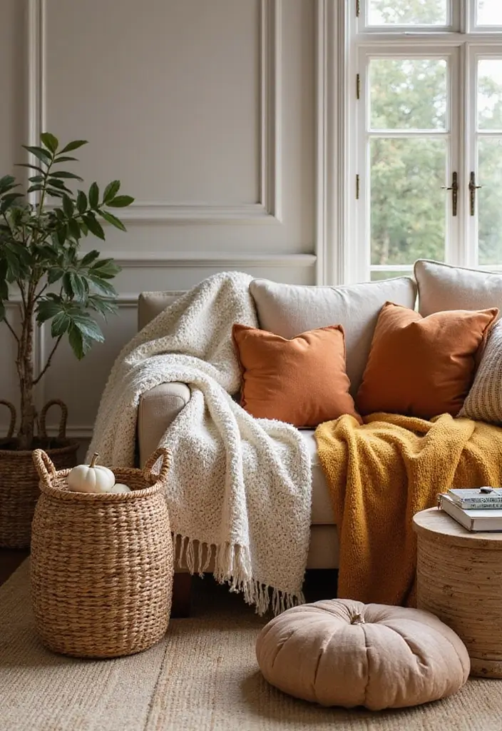 20 Dreamy Indoor Halloween Decorations That Blend Cozy Vibes with Spooky Magic (You Won't Believe #12!) - 20. Cozy Autumn Layers