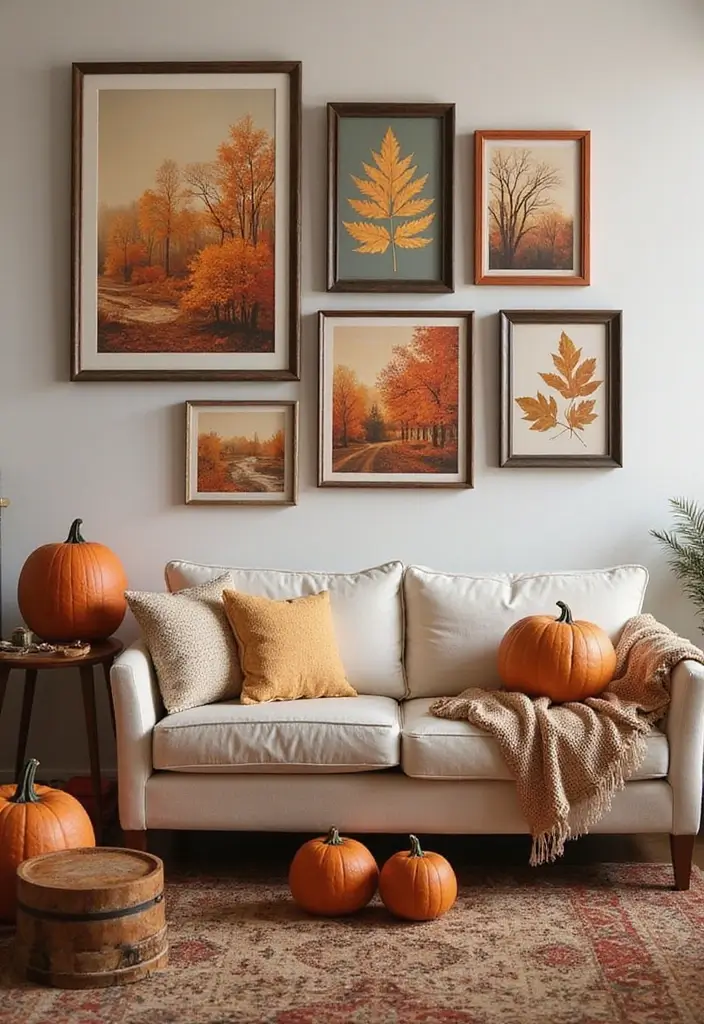 20 Dreamy Indoor Halloween Decorations That Blend Cozy Vibes with Spooky Magic (You Won't Believe #12!) - 6. Autumn-Themed Wall Art