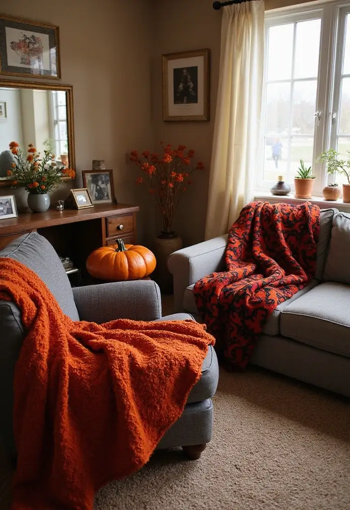 20 Dreamy Indoor Halloween Decorations That Blend Cozy Vibes with Spooky Magic (You Won't Believe #12!) - 8. Festive Throw Blankets