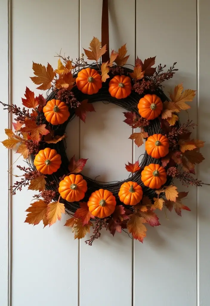20 Dreamy Indoor Halloween Decorations That Blend Cozy Vibes with Spooky Magic (You Won't Believe #12!) - 9. Harvest-Inspired Wreaths