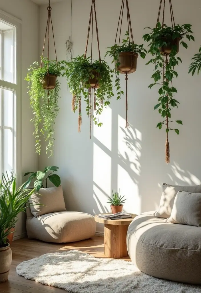 20 Indoor Plants Decor Ideas That Will Transform Your Living Room into a Lush Paradise! - 2. Hanging Plants for Vertical Interest