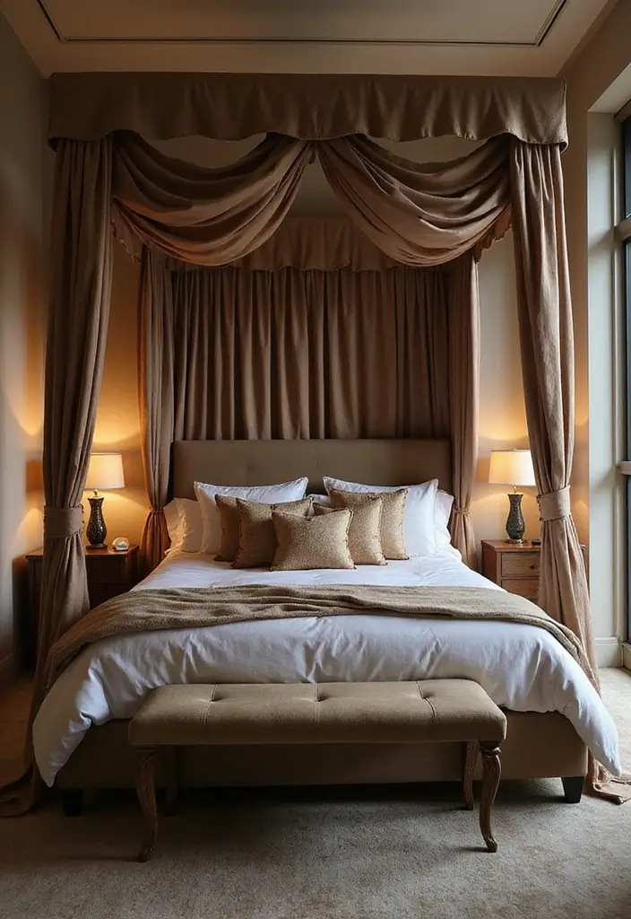 20 Luxurious Adult Bedroom Ideas for Couples That Will Ignite Your Romance! (Number 8 Will Blow Your Mind!) - 1. Opulent Canopy Bed