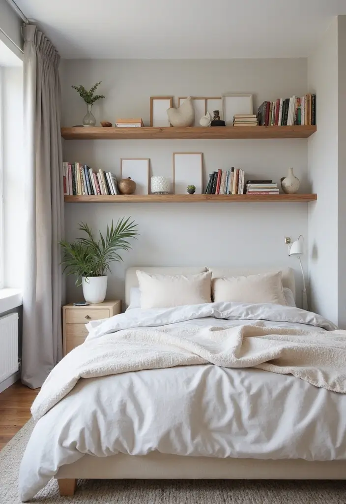 20 Luxurious Adult Bedroom Ideas for Couples That Will Ignite Your Romance! (Number 8 Will Blow Your Mind!) - 14. Floating Shelves