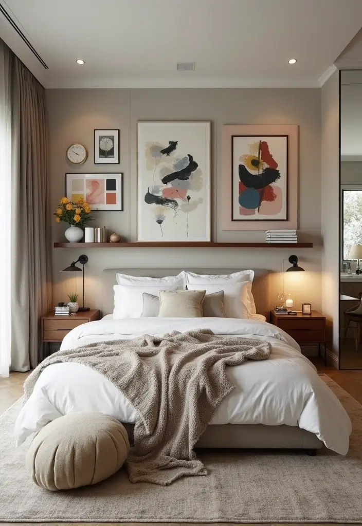 20 Master Bedrooms Decor Ideas That Will Make Your Sleep Space Feel Like a Luxury Suite - 13. Artful Display