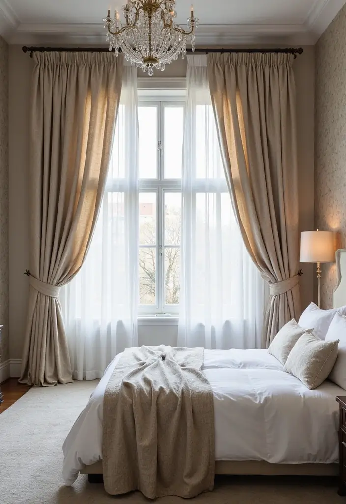 20 Master Bedrooms Decor Ideas That Will Make Your Sleep Space Feel Like a Luxury Suite - 16. Elegant Window Treatments