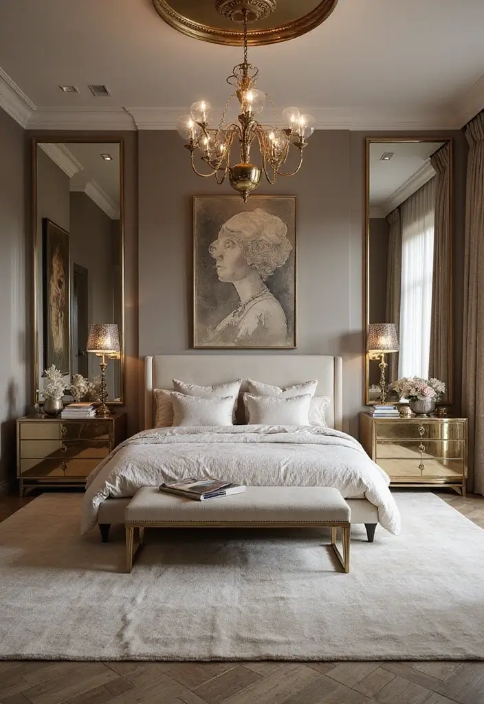 20 Master Bedrooms Decor Ideas That Will Make Your Sleep Space Feel Like a Luxury Suite - 19. A Touch of Glamour