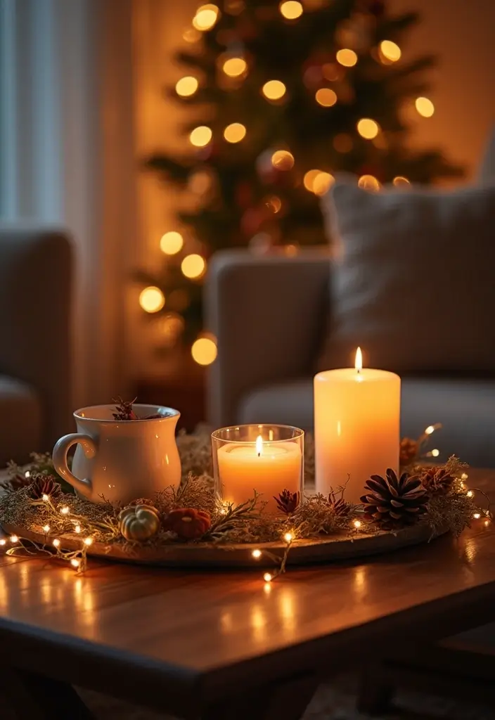 20 Stunning Fairy Light Ideas to Transform Your Living Room into a Romantic Wonderland! - 12. Fairy Lights on the Coffee Table