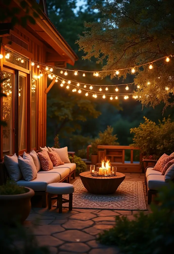 20 Stunning Fairy Light Ideas to Transform Your Living Room into a Romantic Wonderland! - 13. Outdoor Living Room with Fairy Lights