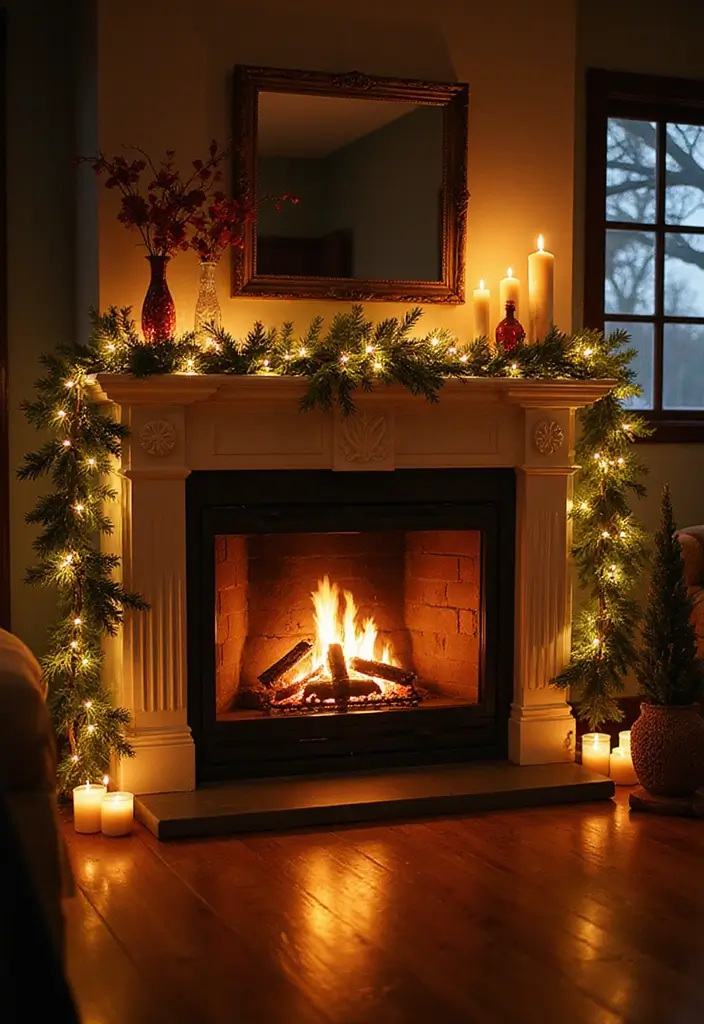 20 Stunning Fairy Light Ideas to Transform Your Living Room into a Romantic Wonderland! - 15. Light Up Your Mantel