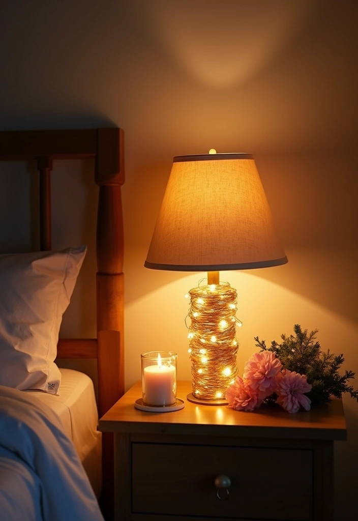 20 Stunning Fairy Light Ideas to Transform Your Living Room into a Romantic Wonderland! - 5. Bedside Tables with Lights