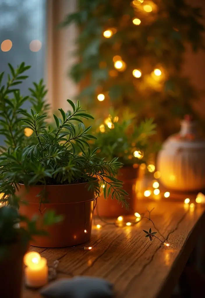 20 Stunning Fairy Light Ideas to Transform Your Living Room into a Romantic Wonderland! - 6. Fairy Lights in Plants