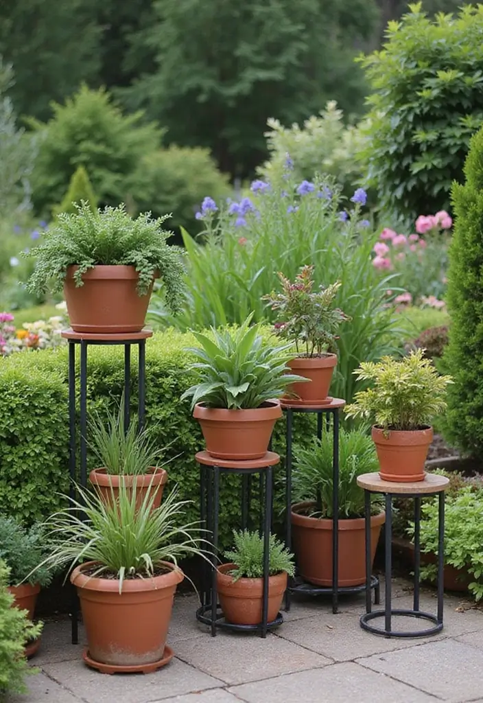 20 Stunning Home Garden Ideas That Will Transform Your Outdoor Space into an Aesthetic Paradise! - 11. Aesthetic Plant Stands