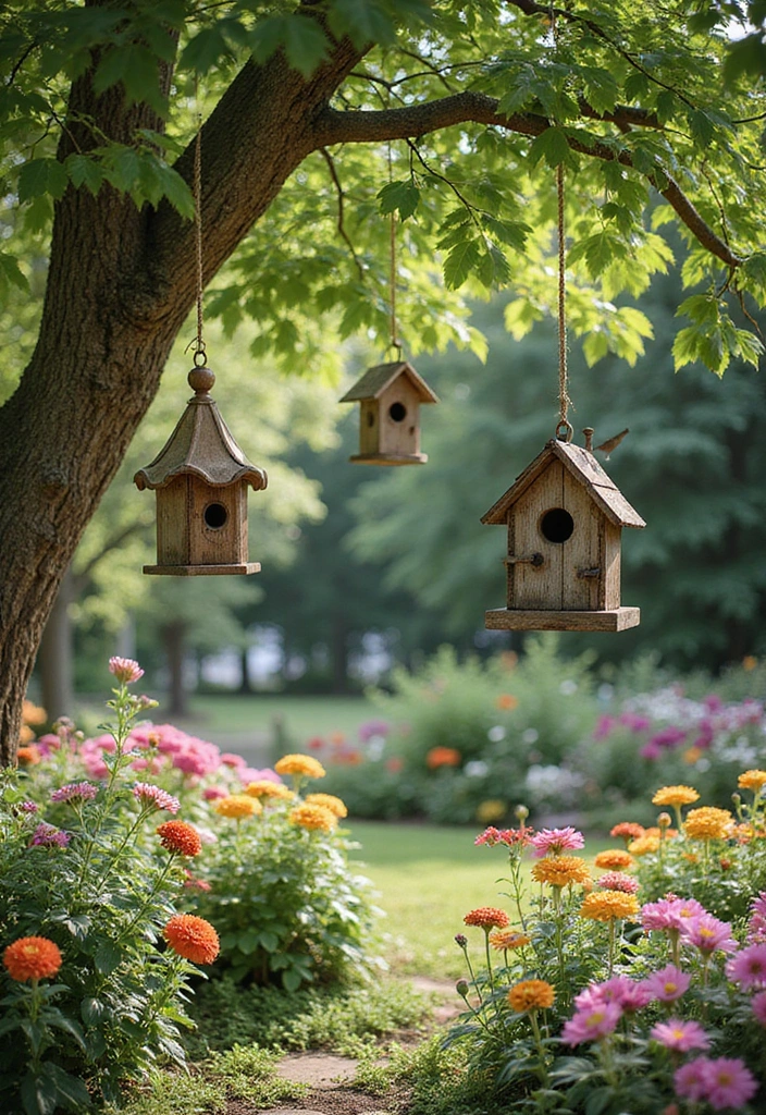 20 Stunning Home Garden Ideas That Will Transform Your Outdoor Space into an Aesthetic Paradise! - 14. Vintage Birdhouses