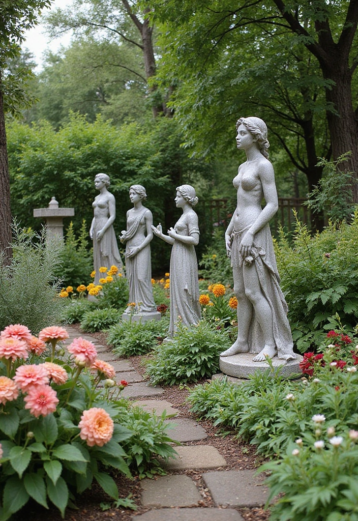 20 Stunning Home Garden Ideas That Will Transform Your Outdoor Space into an Aesthetic Paradise! - 9. Artistic Garden Sculptures