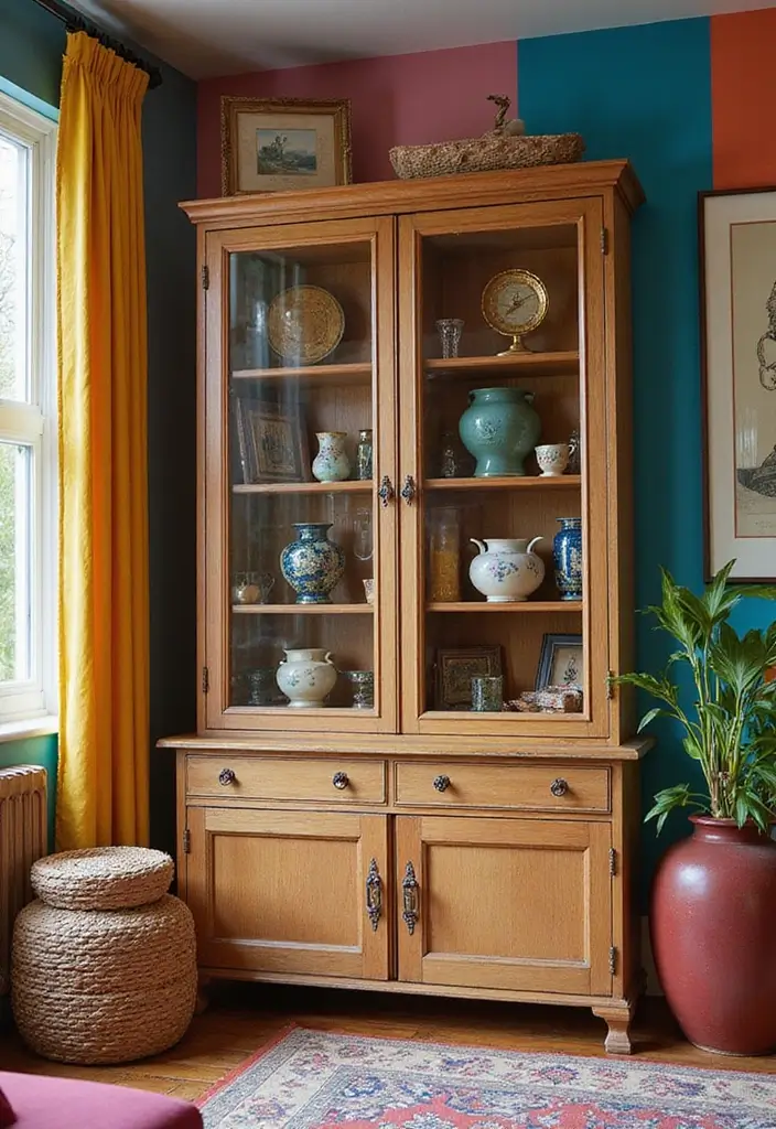 20 Stunning Living Room Cabinet Ideas That Will Transform Your Accent Wall! - 14. Artistic Display Cabinets