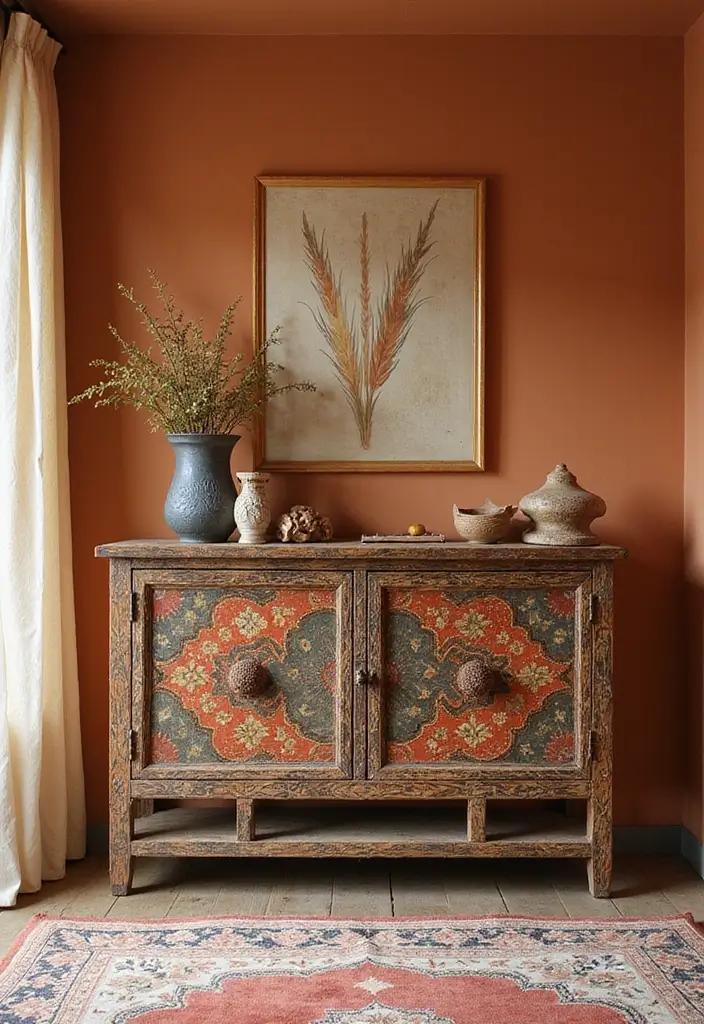 20 Stunning Living Room Cabinet Ideas That Will Transform Your Accent Wall! - 16. Ethnic-inspired Cabinets