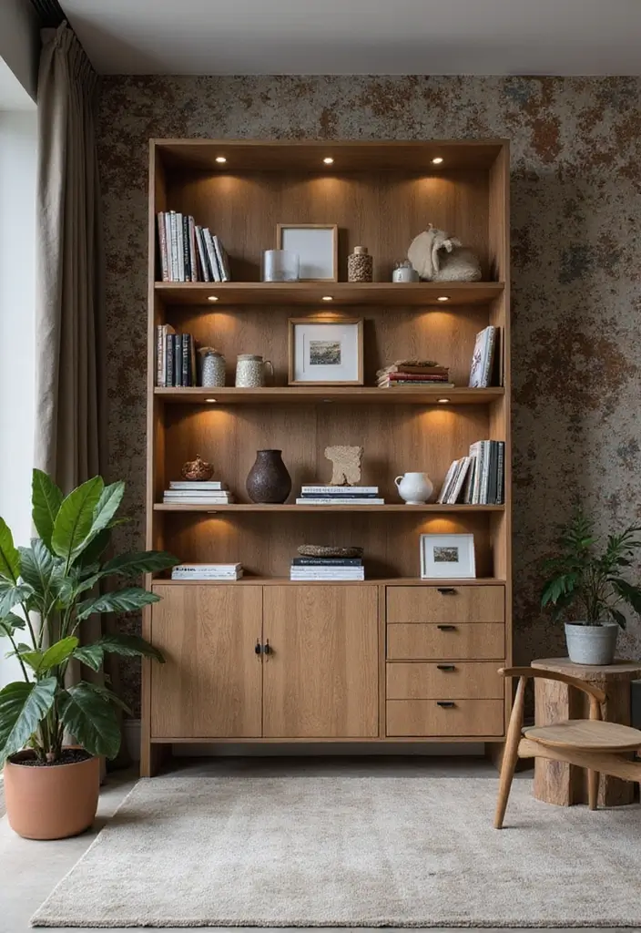 20 Stunning Living Room Cabinet Ideas That Will Transform Your Accent Wall! - 18. Multi-layered Cabinets