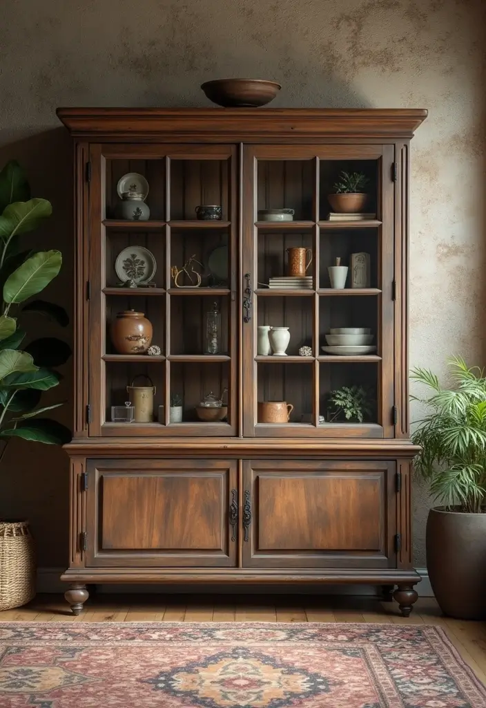 20 Stunning Living Room Cabinet Ideas That Will Transform Your Accent Wall! - 2. Vintage-inspired Curio Cabinets