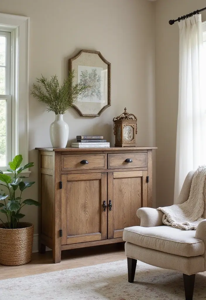 20 Stunning Living Room Cabinet Ideas That Will Transform Your Accent Wall! - 6. Rustic Farmhouse Cabinets