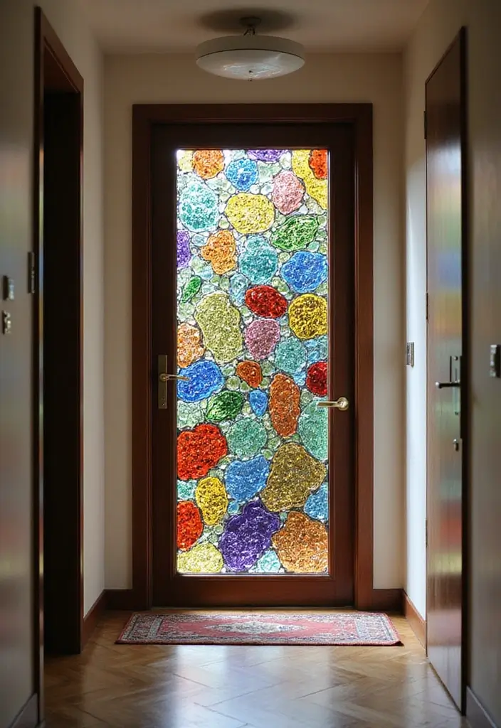 20 Stunning Main Door Designs That Will Transform Your Apartment Entrance! - 10. Artistic Glass Mosaic Doors
