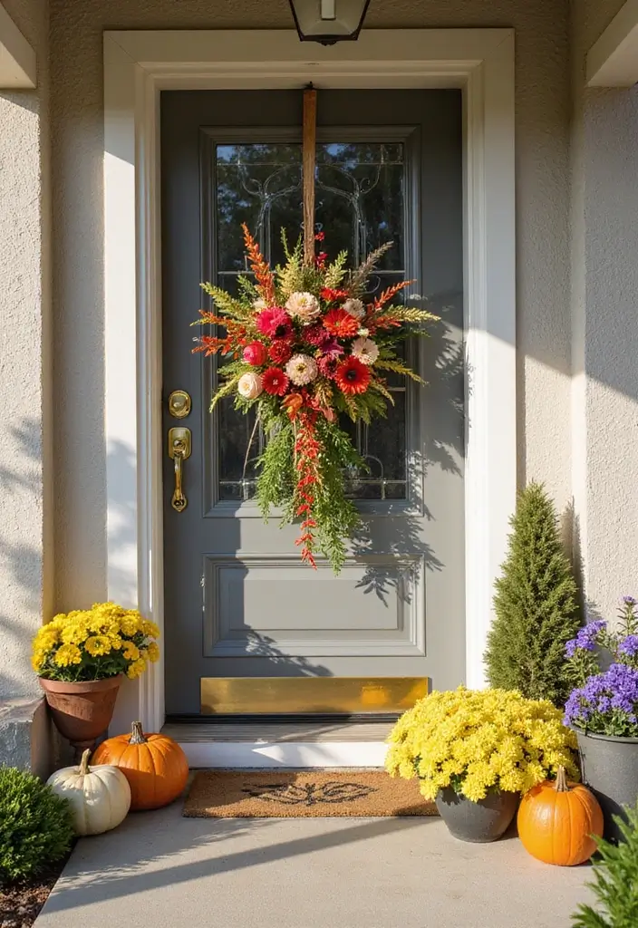 20 Stunning Main Door Designs That Will Transform Your Apartment Entrance! - 13. Seasonal Decor Integration