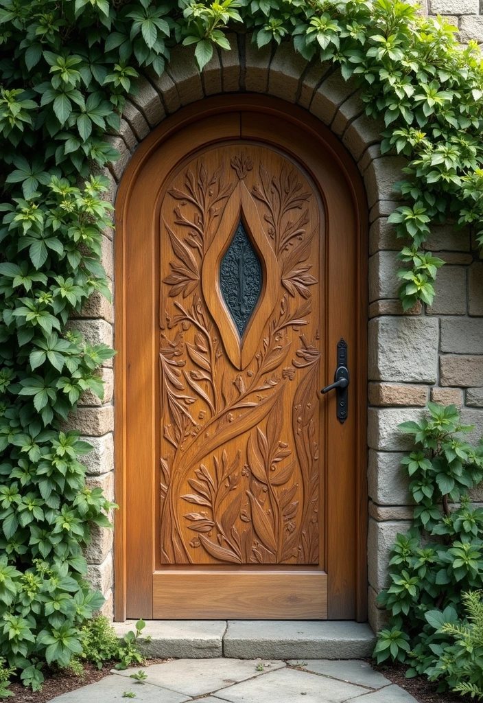 20 Stunning Main Door Designs That Will Transform Your Apartment Entrance! - 15. Nature-inspired Designs