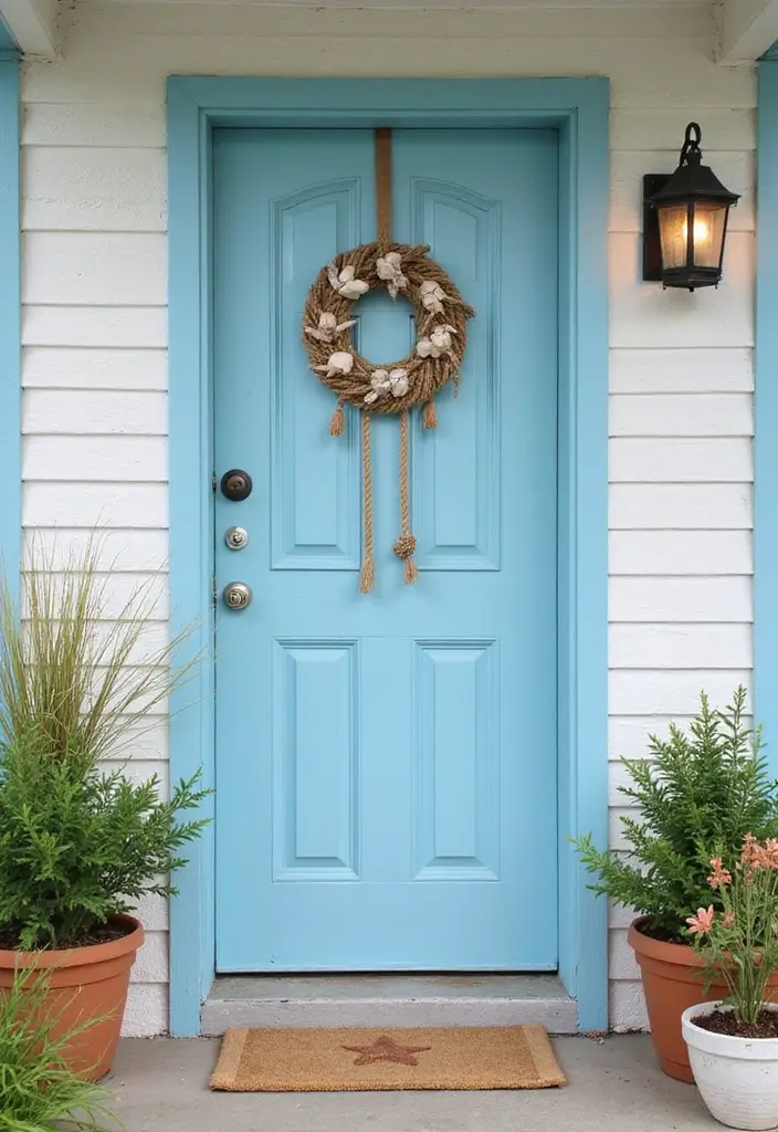 20 Stunning Main Door Designs That Will Transform Your Apartment Entrance! - 17. Beach-Inspired Entrance