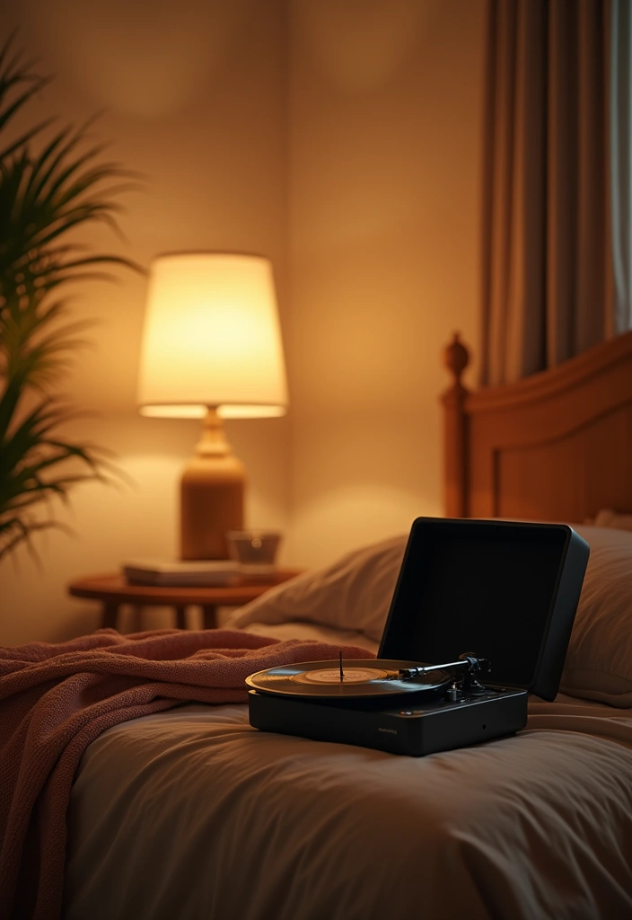 20 Warm Cozy Bedroom Ideas for the Perfect Romantic Date Night! - 10. Soft Music Setup