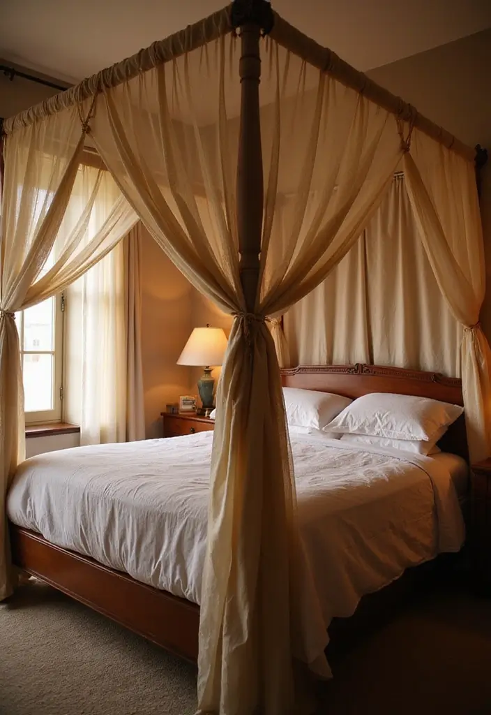 20 Warm Cozy Bedroom Ideas for the Perfect Romantic Date Night! - 7. Dreamy Canopy Bed