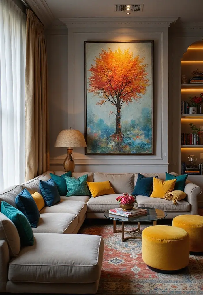 21 Living Room Ideas That'll Make You Want to Curl Up and Stay Forever! - 10. Artistic Flair