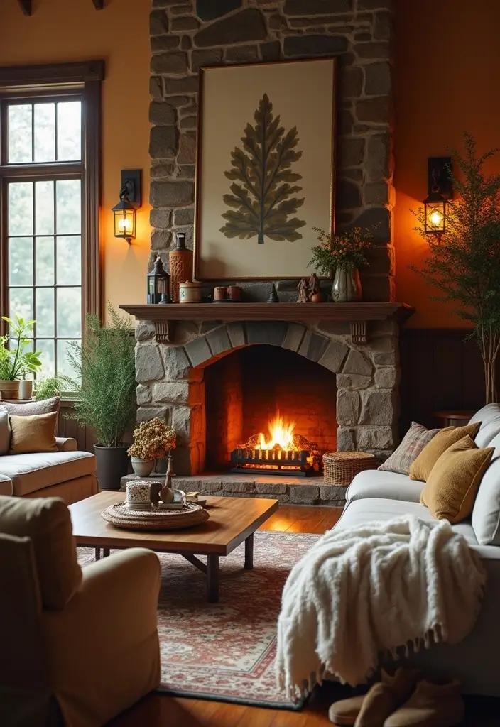 21 Living Room Ideas That'll Make You Want to Curl Up and Stay Forever! - 18. Comforting Fireplace