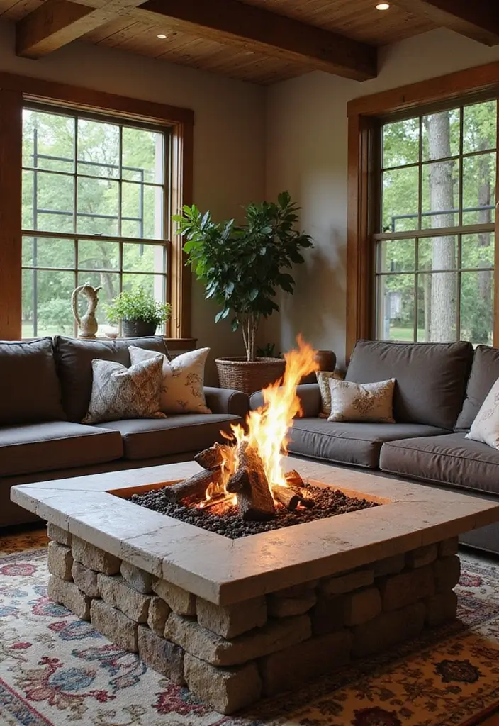 21 Living Room Ideas That'll Make You Want to Curl Up and Stay Forever! - 20. Cozy Corner Fire Pit