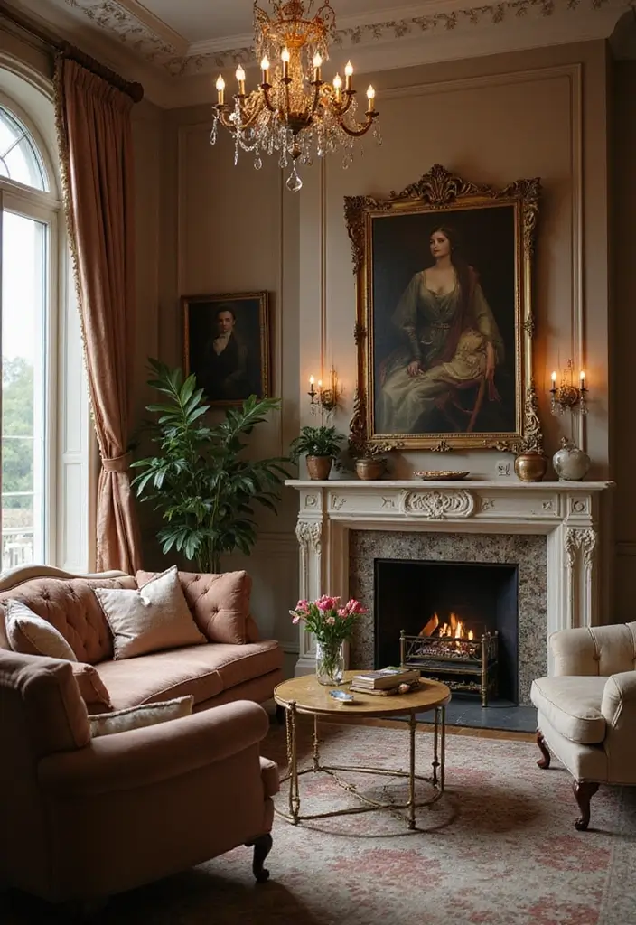 21 Living Room Ideas That'll Make You Want to Curl Up and Stay Forever! - 4. Vintage Glam with a Modern Twist