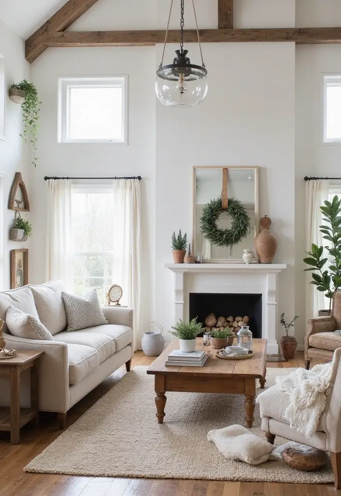 21 Living Room Ideas That'll Make You Want to Curl Up and Stay Forever! - 8. Farmhouse Chic