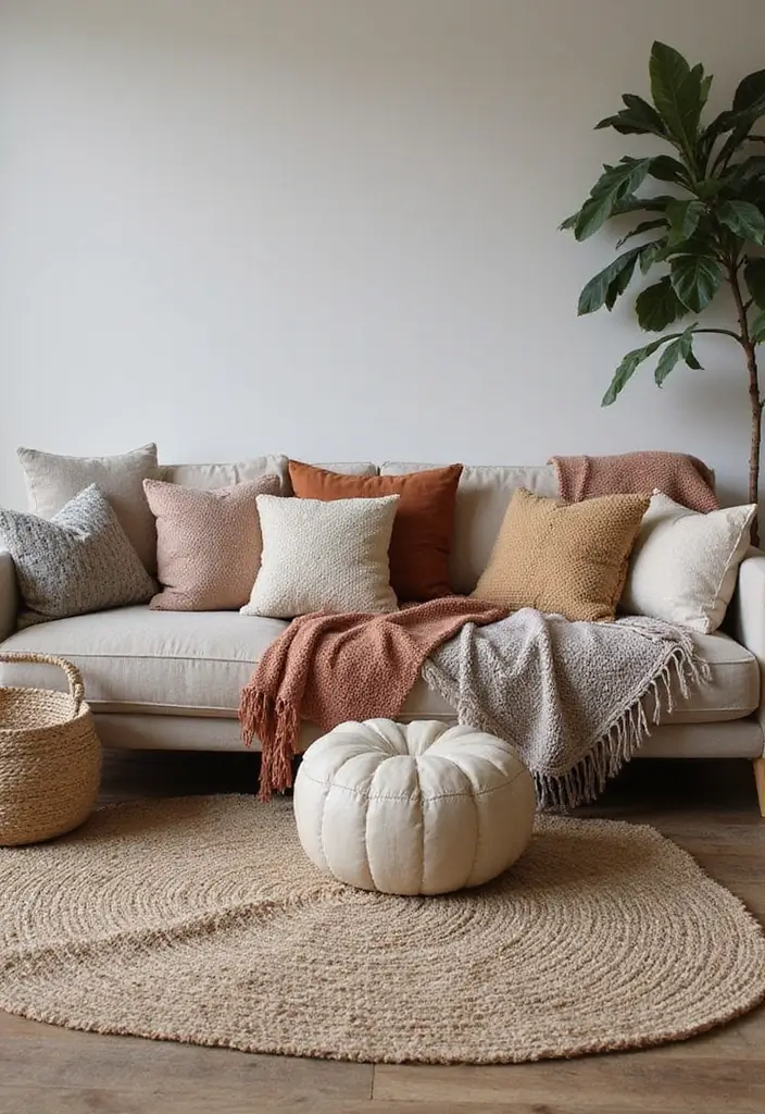 21 Living Room Ideas That'll Make You Want to Curl Up and Stay Forever! - 9. Layered Textures