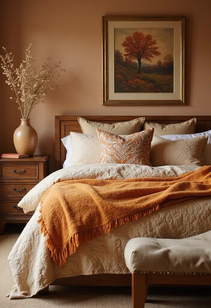 24 Fall Bedroom Decor Ideas That Transform Your Space Into a Cozy Autumn Oasis - 19. Warm Color Accents