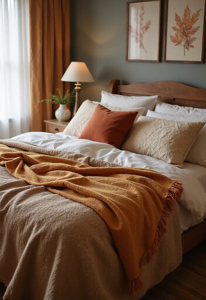 24 Fall Bedroom Decor Ideas That Transform Your Space Into a Cozy Autumn Oasis - 5. Autumn-Inspired Bedding