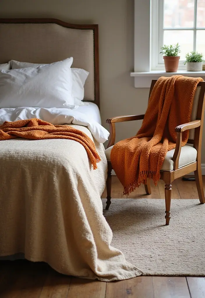 24 Fall Bedroom Decor Ideas That Transform Your Space Into a Cozy Autumn Oasis - 7. Warm Throws and Blankets