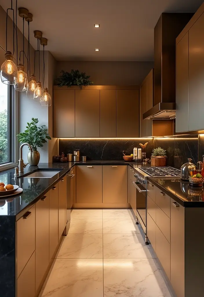 25 Aesthetic Kitchen Ideas That Will Make You Fall in Love with Cooking Again! - 14. Modern Glam