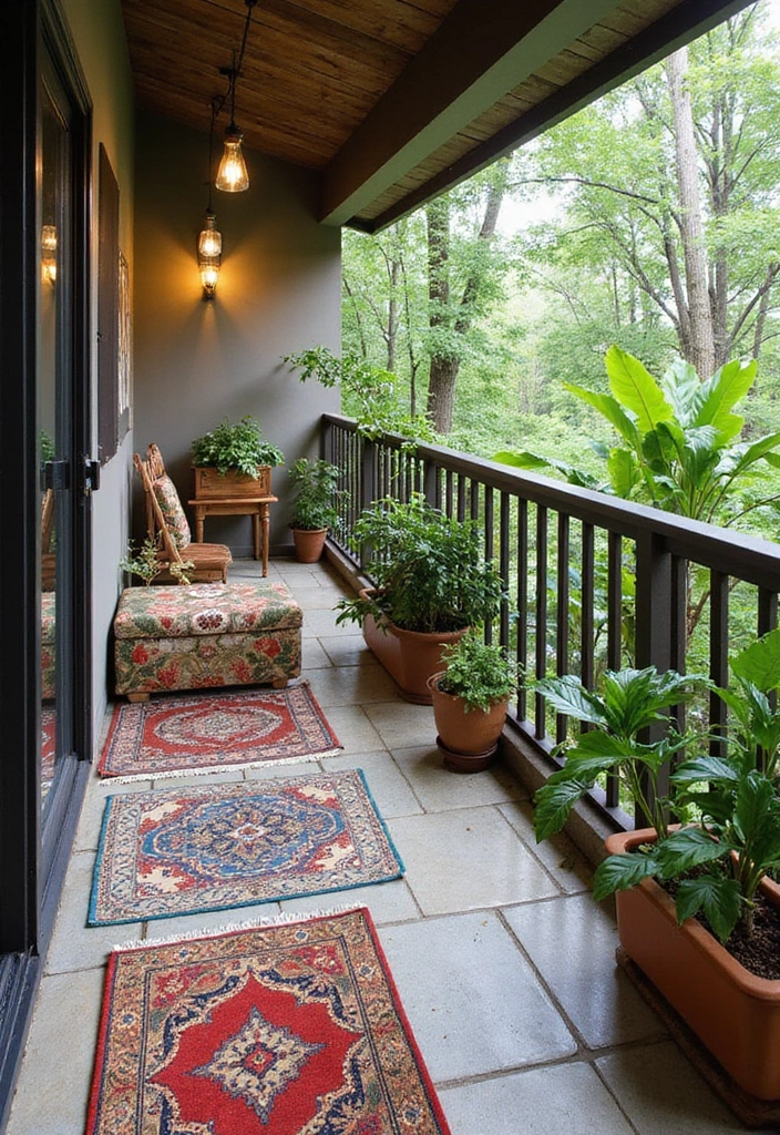 25 Balcony Gardening Ideas That Make Your Outdoor Space Feel Like a Mini Oasis - 15. Colorful Tile Flooring