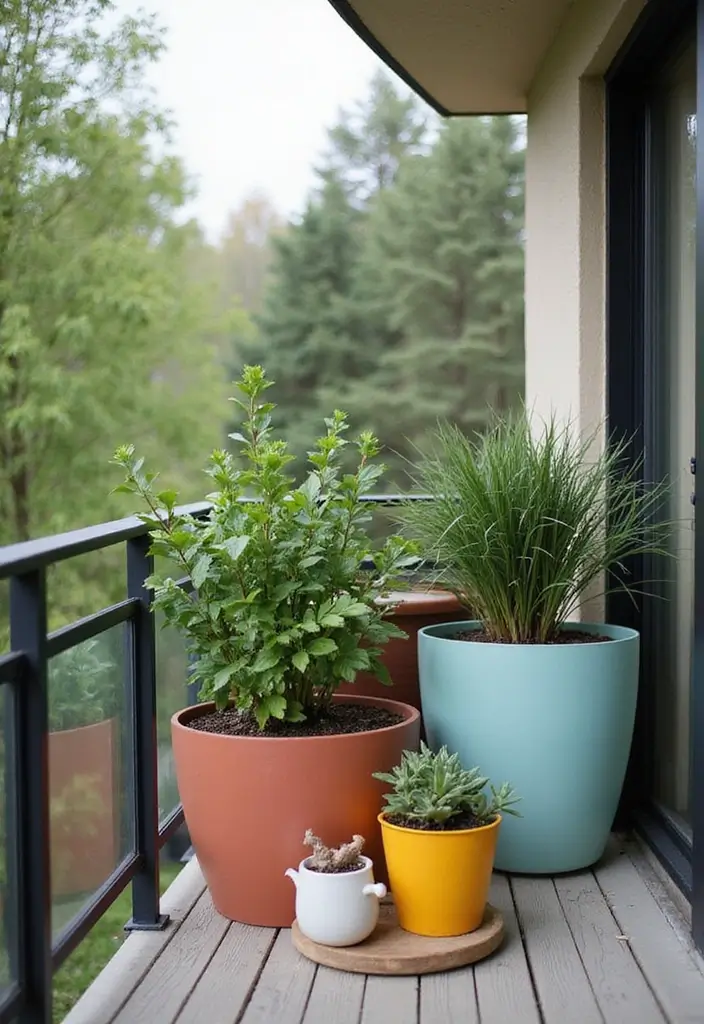 25 Balcony Gardening Ideas That Make Your Outdoor Space Feel Like a Mini Oasis - 19. Color-coordinated Planter Styles